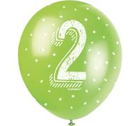 Unique Party Latex Pearlised 2Nd Birthday Balloons (Pack Of 5) Green (One Size)