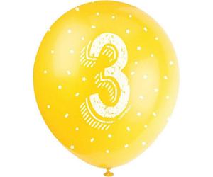 Unique Party Latex Pearlised 3Rd Birthday Balloons (Pack Of 5) Multicoloured (One Size)