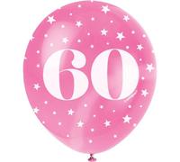 Unique Party Latex Pearlised 60Th Birthday Balloons (Pack Of 5) Pink/white (One Size)