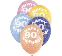 Unique Party Latex Pearlised 90Th Balloons Multicoloured (One Size)