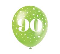 Unique Party Latex Pearlised 90Th Balloons (Pack Of 5) Multicoloured (One Size)