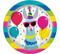 Unique Party Llama Dessert Plate (Pack Of 8) Multicoloured (One Size)