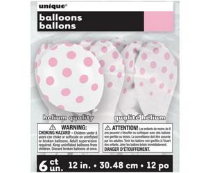 Unique Party Lovely Pink Dots Latex Balloons (Pack Of 6) Pink/white (One Size)