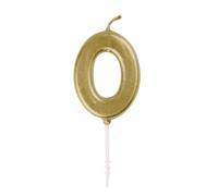 Mini Metallic Gold Number 0 Pick Birthday Candle (3cm x 11cm) - Elegant and Dazzling Party Decoration - Perfect for Birthday/Anniversary Events - 1 Pc