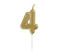 Mini Metallic Gold Number 4 Pick Birthday Candle (3cm x 11cm) - Elegant and Dazzling Party Decoration - Perfect for Birthday/Anniversary Events - 1 Pc