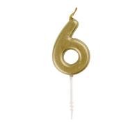 Mini Metallic Gold Number 6 Pick Birthday Candle (3cm x 11cm) - Elegant and Dazzling Party Decoration - Perfect for Birthday/Anniversary Events - 1 Pc