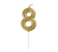 Mini Metallic Gold Number 8 Pick Birthday Candle (3cm x 11cm) - Elegant and Dazzling Party Decoration - Perfect for Birthday/Anniversary Events - 1 Pc