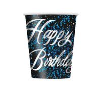 Unique Party Paper Glitz Happy Birthday Party Cup (Pack Of 8) Blue (One Size)