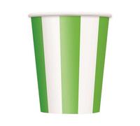 Unique Party Paper Striped Disposable Cup (Pack Of 6) White/lime Green (One Size)