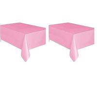 Unique Party Plastic Rectangular Short Fold Table Cover - 54” x 108” | Light Pink | 1 Pc Compact (Pack of 2)