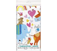Unique Party Plastic Zoo Animals Baby Shower Tablecloth White/multicoloured (One Size)