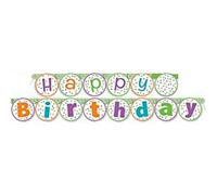 Unique Party Polka Dot Happy Birthday Banner Multicoloured (6Ft)