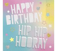 Unique Party Rainbow Birthday Disposable Napkins (Pack Of 16) Multicoloured (One Size)