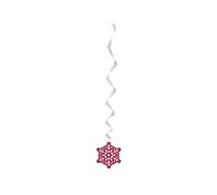 Unique Party Sparkle Tree Snowflake Christmas Hanging Dration (Pack of 3) in Red Unique Party Red