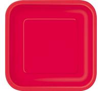 Unique Party Square Dessert Plate (Pack Of 16) Ruby Red (One Size)