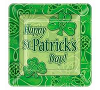 Unique Party Square Saint Patrick's Day Clover Dinner Plates, 8ct