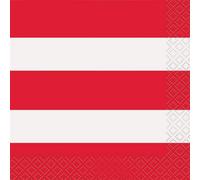 Unique Party Stripe Disposable Napkins (Pack Of 16) Red/white (One Size)