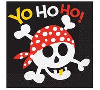 Unique Party Yo Ho Ho Pirate Disposable Napkins (Pack Of 16) Black/white/red (One Size)