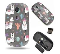 Unique Pattern Optical Mice Mobile Wireless Mouse 2.4G Portable for Notebook, PC, Laptop, Computer - Cartoon Llama Alpaca Pattern
