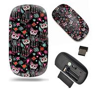 Unique Pattern Optical Mice Mobile Wireless Mouse 2.4G Portable for Notebook, PC, Laptop, Computer - Day of The Dead cat Skeleton Sugar Skull