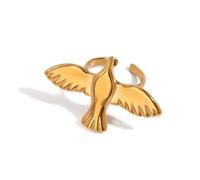 Unique Peace Dove Stackable Open Rings For Women Men Stainless Steel Personalization Vintage Flying Animal Bird Pigeon Adjustable Finger Band Knuckle Joints Trendy Comfort Fit Jewelry Gift Anniversary
