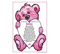 Unique Personalised Grave Card to Your Baby Daughter - Teddy Version 1 - Includes Fixing Stake - A Laminated Memorial Marker Featuring a Poem by Impish Odes