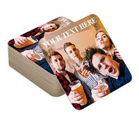 Unique Photo Coasters Drinks Mats - 48 pack off Personalised Beer Mats Add Own Photo and Best Quotes Square Mug Mat - Photo Print Cup Coaster Table Coasters Ideal for Home, Bar, Cafe and Restaurant