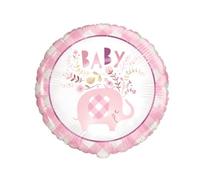Unique Pink Floral Elephant Round Foil Balloon 18"