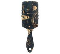 Unique Planet Stars Black and Gold Simple Line smooth hair brush for black womened head massager scalp for blow drying with Ergonomic handle cepillo para pelo rizado