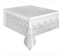 Unique Plastic Table Cover, White Lace, 1.37 x 2.74m