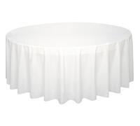 White Solid Round Plastic Table Cover (213cm) 1 Count - Vibrant & Durable Party Essential for Easy Cleanup and Decoration