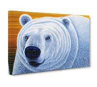 Unique Polar Bear Canvas Print | Gallery Wrapped 30mm Frame Wall Art | 30x20 inches | Ready to Hang | Contemporary Animals Picture | Living Room Bedroom Lounge Office