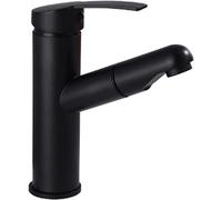 Unique PullDown Bathroom Faucet 360° Rotatable Stainless Steel Sink Mixer Hot & Cold Water Compatible Elegant Black Circle Design for Modern Kitchens.