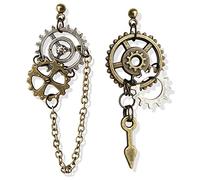 Unique Punk Steampunk Vintage Clockwork Dangle Drop Earrings Handmade Retro Clock Gear Earrings Antique Mix-tone Airplane Drop Earrings for Women Men Statement Halloween Jewelry Gifts, Metal, n/p
