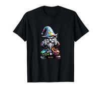 Unique Rainbow Gnome Fantasy Medieval Painting Graphic T-Shirt