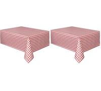 Unique Red Gingham Pattern Rectangular Plastic Table Cover (137cm x 274cm) 1 Piece - Ideal for Parties and Events (Pack of 2)