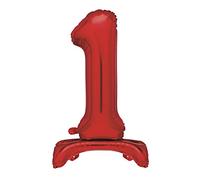 Unique Red Standing Number 1 Foil Balloon 30", Packaged