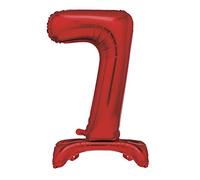 Unique Red Standing Number 7 Foil Balloon 30", Packaged