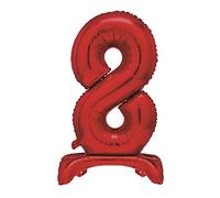 Unique Red Standing Number 8 Foil Balloon 30", Packaged