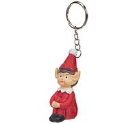 Unique Red & White Polystone Hand Painted Naughty Lucky Elf Keyring - 5 cm (Pack of 24) - Enchanting Colorful Collectible Art Piece - Perfect Gift & Playful Accessory