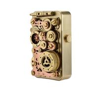 Unique Retro Soft-Flame Copper Mechanical Kerosene Lighter, Automatic Ignition, Refillable, Steampunk Gear Linkage, Safety Lock, Luxury Complex Design, Collectible, Gift for Boyfriend, Thorens