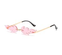 Unique Rimless Flame Shape For Women Sunglasses Clear Ocean Lens Eyewear Ladies Sun Glasses UV400(Pink)