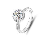 Unique Rings for Women, Pre Engagement Ring Classic 1ct Round Moissanite 9K White Gold Size I 1/2
