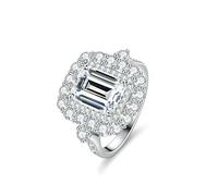 Unique Rings for Women, Womens Rings Western Luxury 3ct Square Moissanite Silver 18K White Gold Size K 1/2