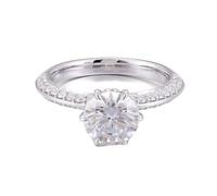 Unique Rings Ring Moissanite Band Art Deco 18K White Gold Classic 6 Claws Size M 1/2 Popular for Sister Birthday Jewelry