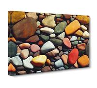 Unique River Pebbles Canvas Print | Gallery Wrapped 30mm Frame Wall Art | 30x20 inches | Ready to Hang | Contemporary Landscape Picture | Living Room Bedroom Lounge Office