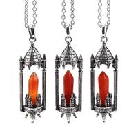 Unique Rocket Launcher Pendant Crystal Necklace for Women Men|Silver Chain Charm Choker Meditation Energy Bead Amulet Jewelry Gifts Red Agate 1 Pcs