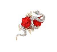 Unique Rose And Snake Brooch Stylish Rose And Snake Artistic Badge Designed For Elites And Artistic Women Evening Party