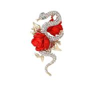 Unique Rose and Snake Brooch Stylish Rose And Snake Brooch Artistic Badge Designed For Elites And Artistic Women
