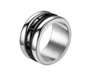 Unique Rotatable Rings Stainless Steel Three Turning Geometric Finger Jewelry Accessories for Modern Women Stainless Steel